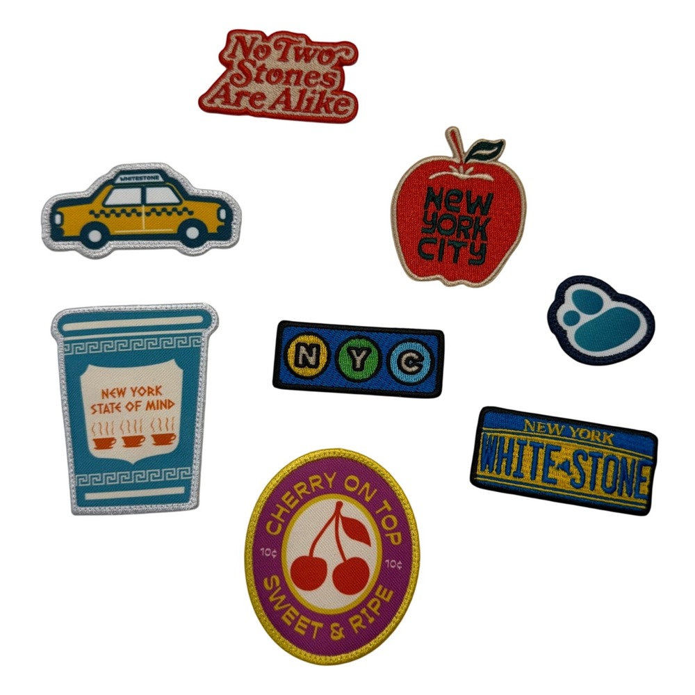 Lot of 8 New York City NYC Embroidered Patches Taxi Apple Coffee Cup Cherry